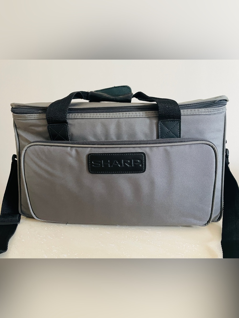 Sharp Large Camera or Camcorder Soft Sided Travel Bag Gray Should Strap Vintage